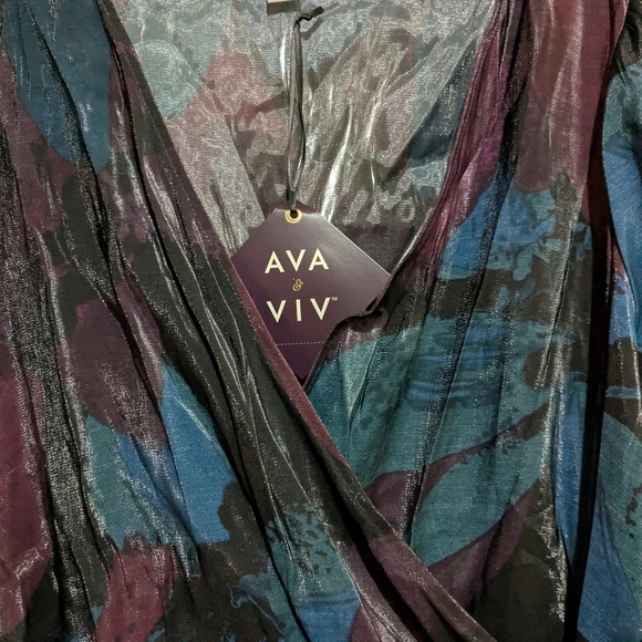 Floral Wrap Dress in Blue and Purple - Picture 6 of 11